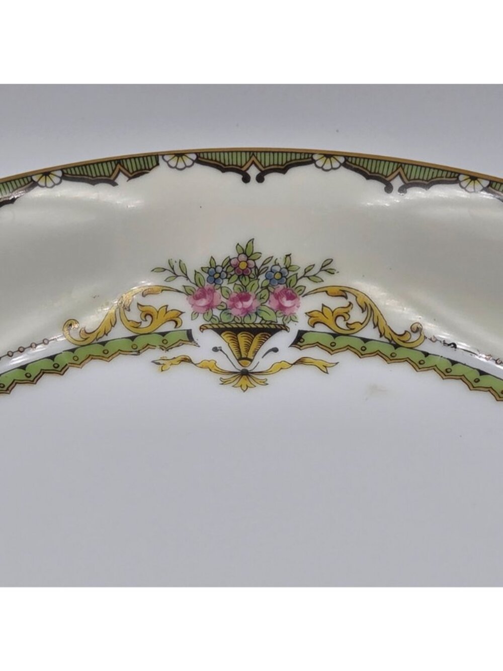 Noritake Penelope Set of 4 Coupe Soup Bowl Green Border Pink Roses Urn Gold Trim - Picture 2 of 4